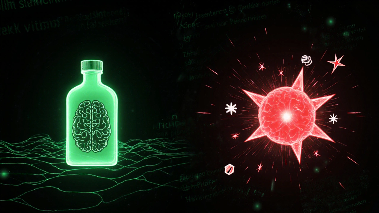 Gegenüberstellung von CBD (beruhigend) und THCP (chaotisch) als symbolische Darstellung.