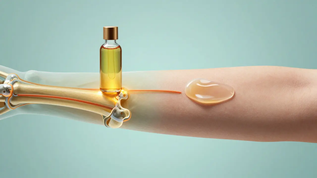 Illustration eines Gelenks mit systemischer und lokaler CBD-Wirkung.