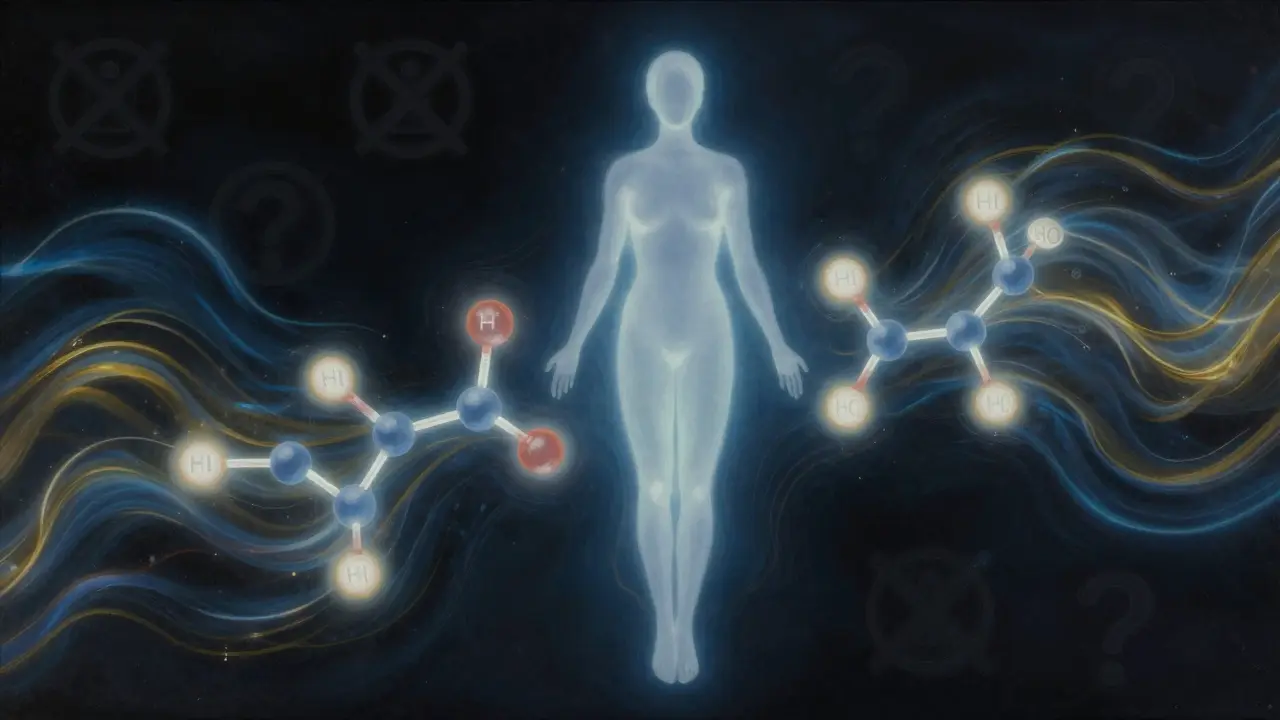 Abstrakte Darstellung eines HHC-Moleküls, das zu einem ruhigen Wesen wird