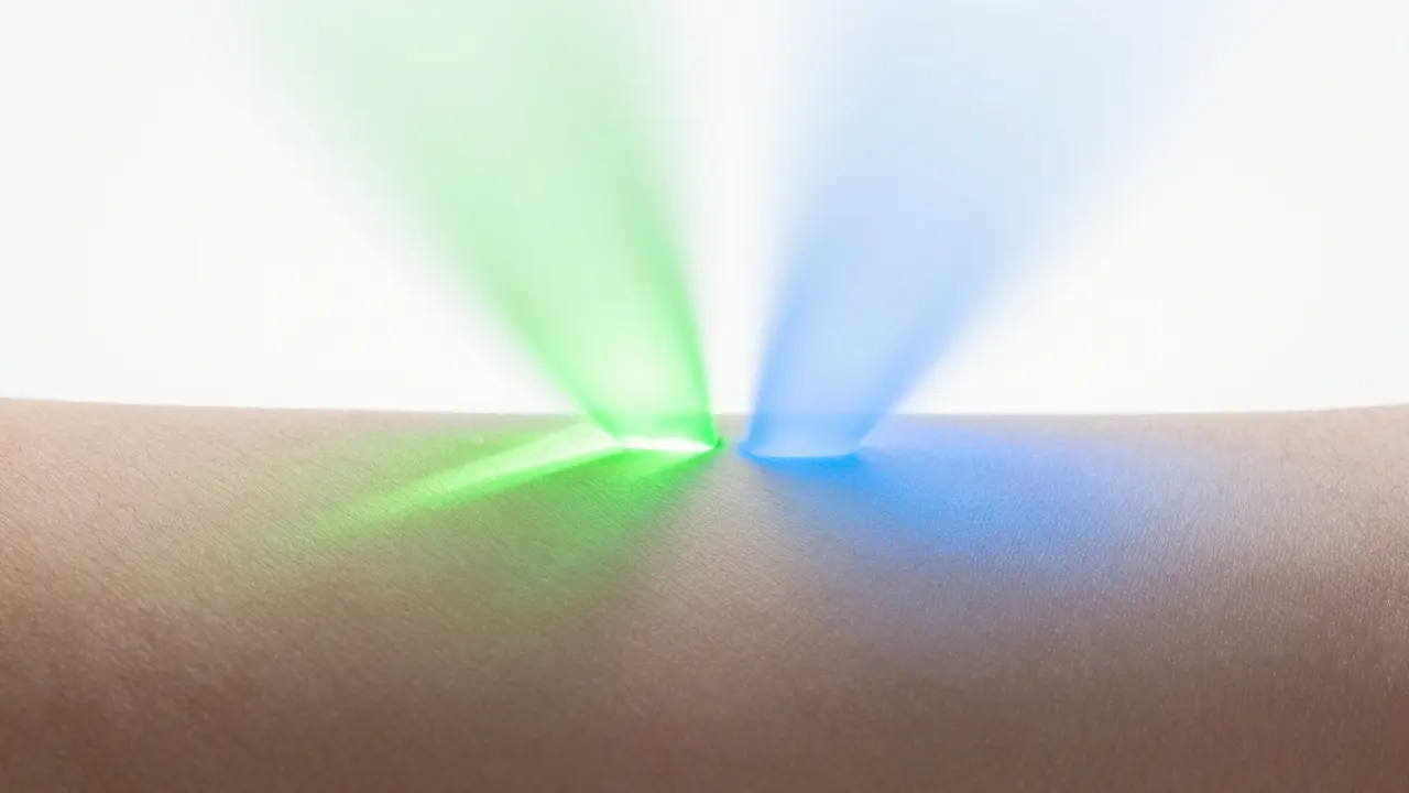 Zwei Lichtfarben zeigen CBG und CBD Wirkungsunterschiede