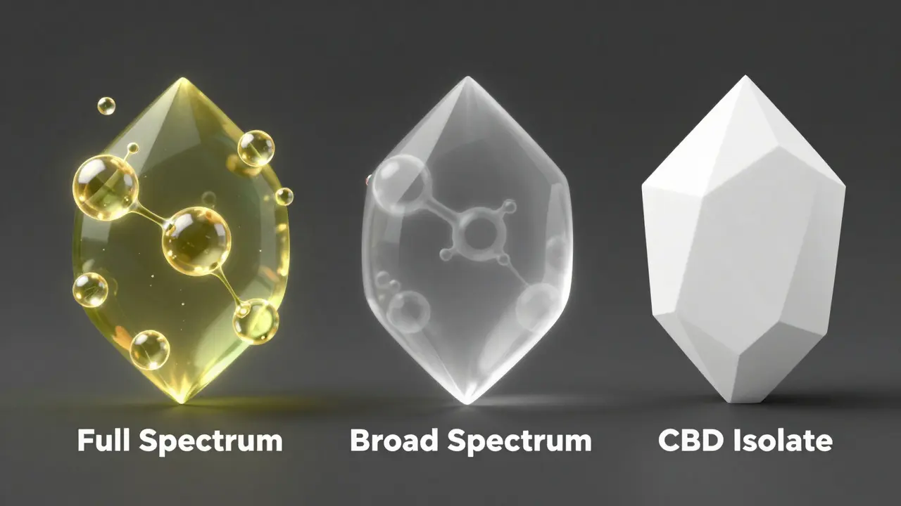 Abstrakte Darstellung von Full Spectrum, Broad Spectrum und CBD-Isolat