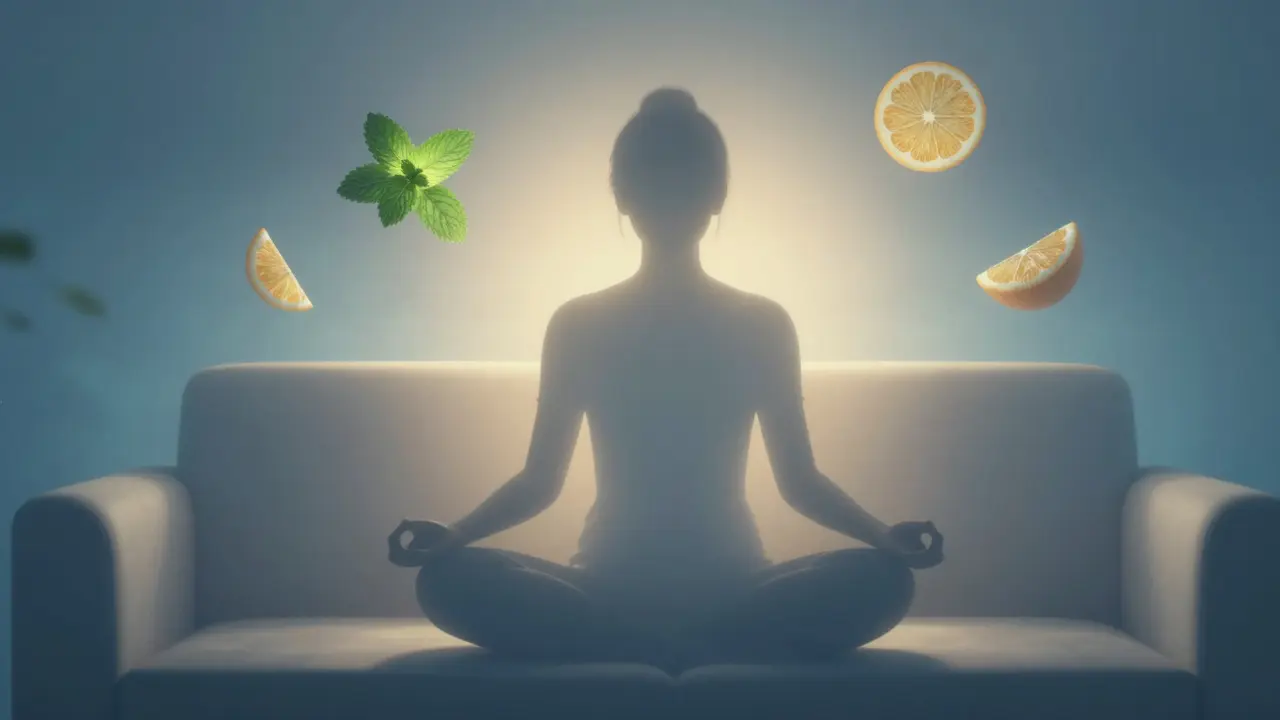 Sinnbild einer entspannten Person in einer beruhigenden, lichtdurchfluteten Atmosphäre.