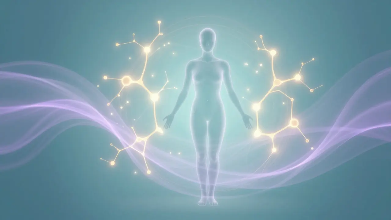 Abstrakte Darstellung des Endocannabinoid-Systems und inneren Friedens