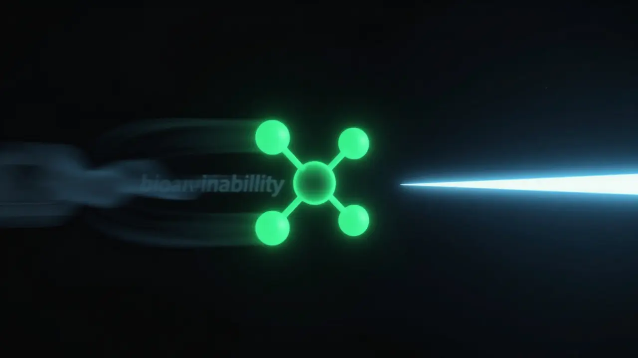 Abstrakte Darstellung schneller Bioverfügbarkeit durch Nanoemulsion-Technologie