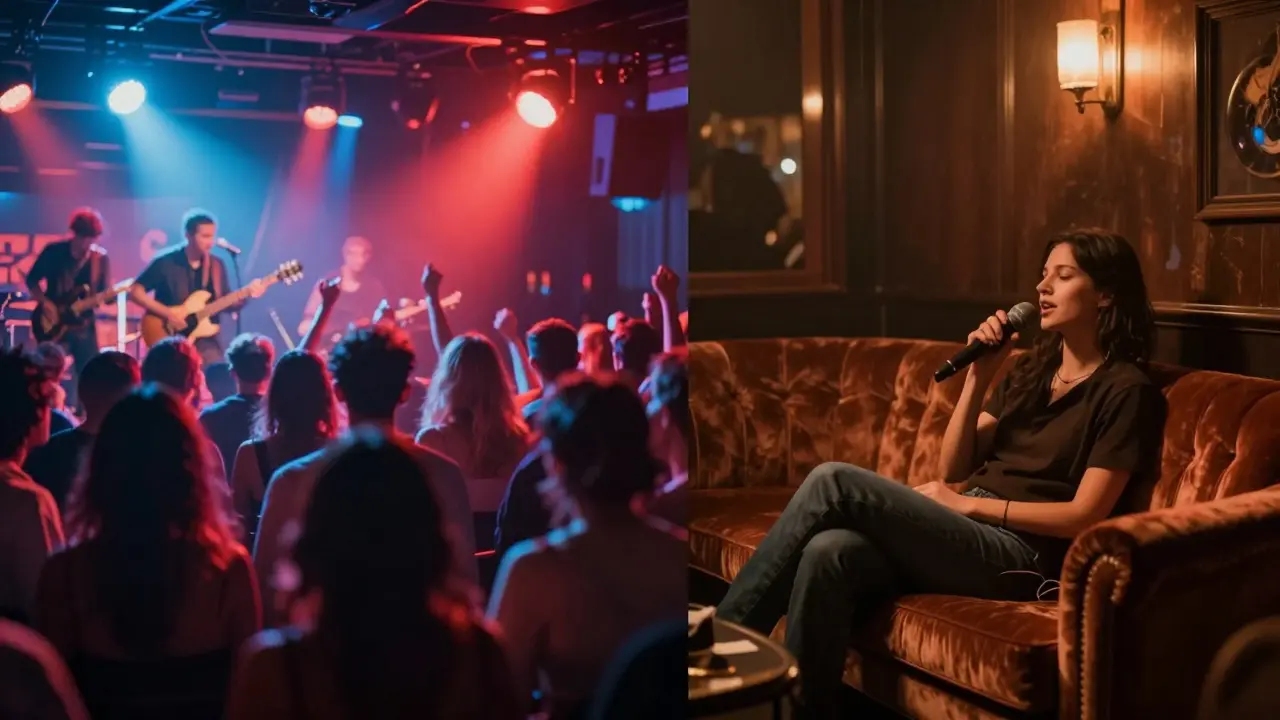 Kontrast zwischen intensiver Rock-Konzert-Wirkung und ruhiger Jazz-Atmosphäre