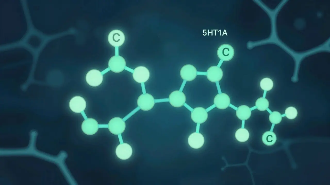 Abstrakte Darstellung von CBD und Serotonin-Rezeptoren