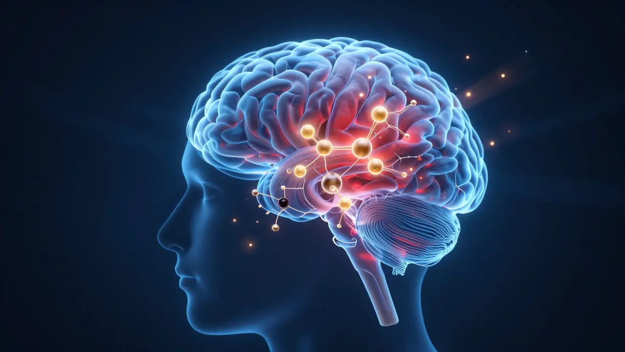 Konzeptionelle Darstellung des Endocannabinoid-Systems und CBD-Wirkung im Gehirn
