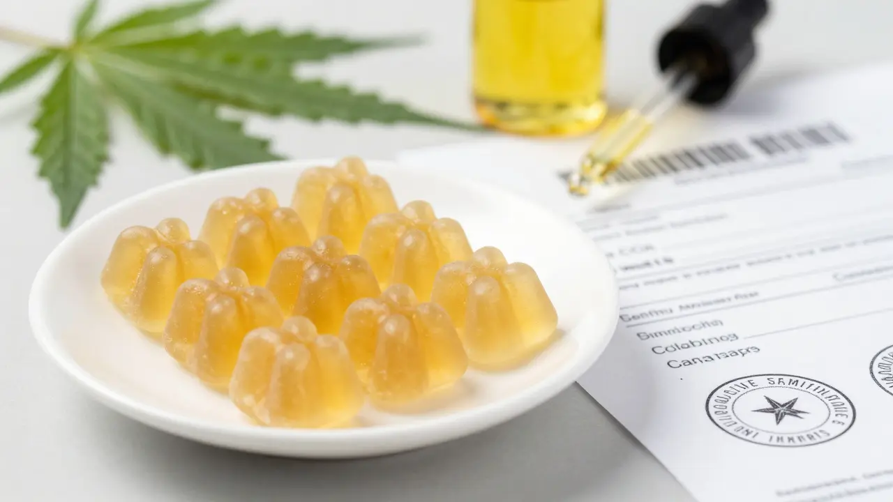 Nahaufnahme von hochwertigen Gummis neben Laborzertifikat