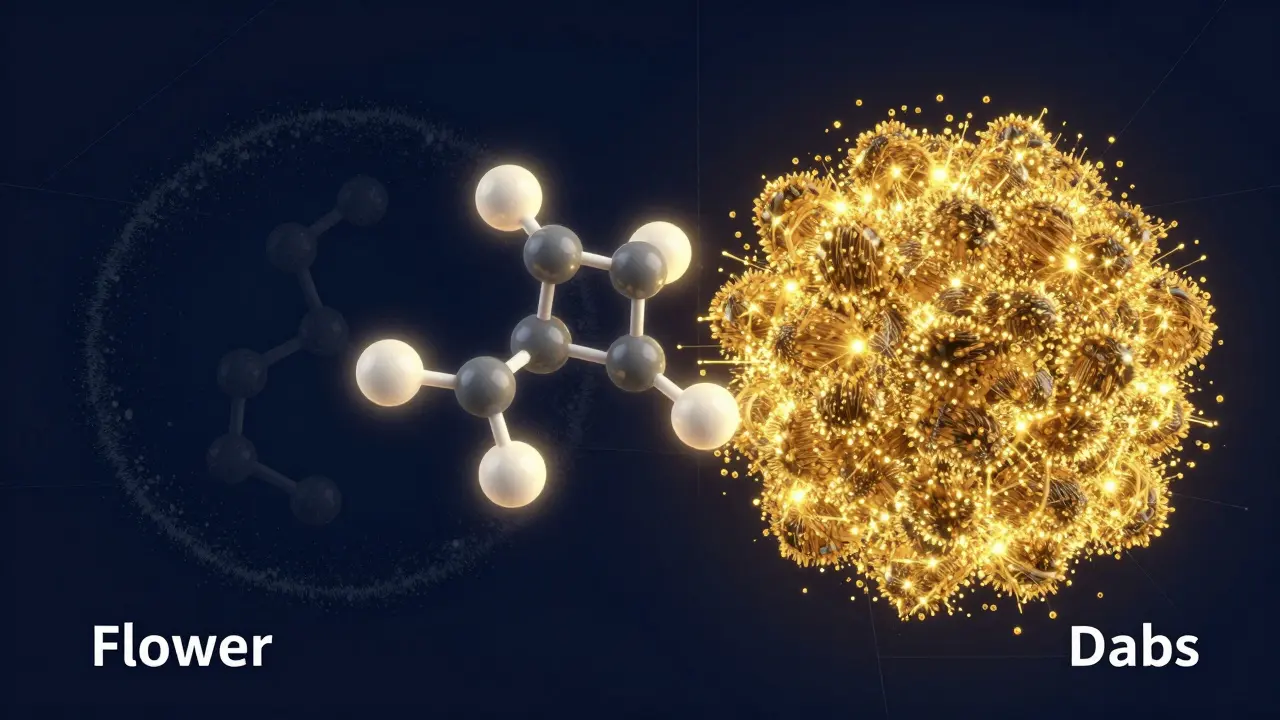 Abstrakte Visualisierung der hohen THC-Konzentration bei Dabs