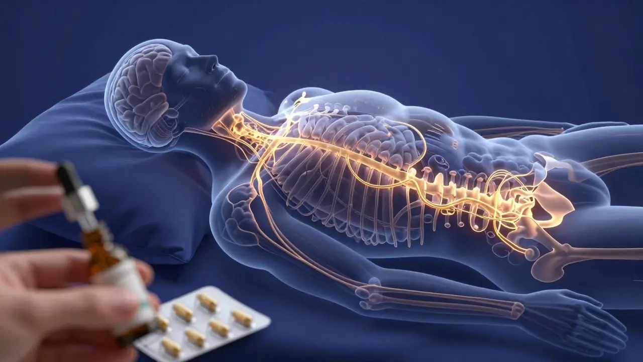 Illustration des Endocannabinoid-Systems und CBD-Wirkung