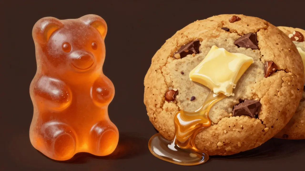 Vergleich eines CBD-Gummis und eines CBD-Cookies